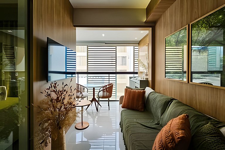 Ap até 4 hóspedes, Frente Praia, Varanda, na Barra , de Fren