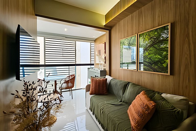 Ap até 4 hóspedes, Frente Praia, Varanda, na Barra , de Fren