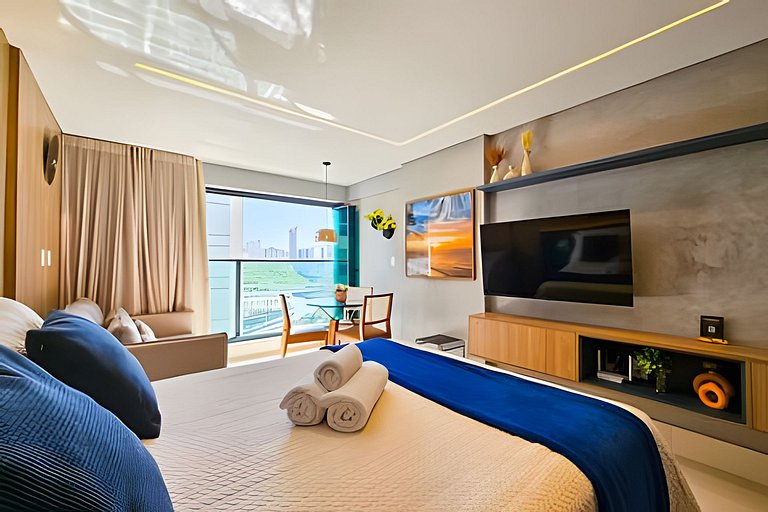 Ed. Frente Mar, Até 4 Hóspedes, Piscina, Academia, Rooftop,